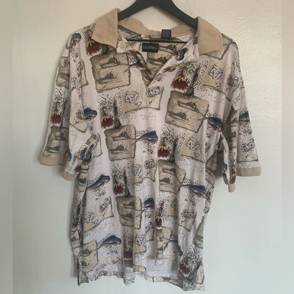 Men’s polo fishing graphic